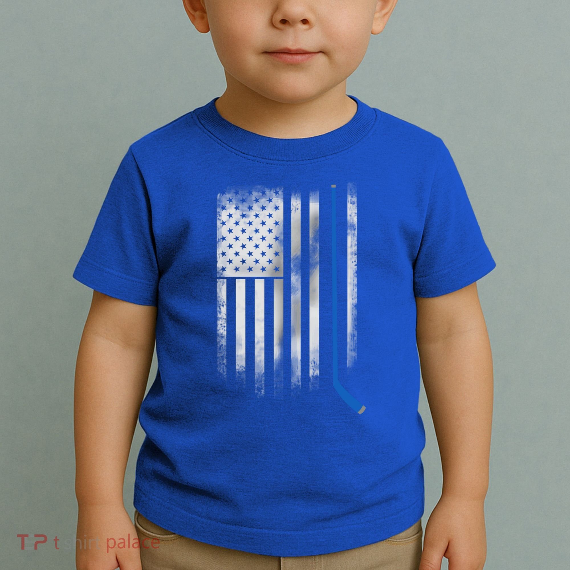Ice Hockey Stick Blue American Flag Usa Patriot Cool Gift Toddler T-Shirt
