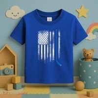 Ice Hockey Stick Blue American Flag Usa Patriot Cool Gift Toddler T-Shirt thumb 3