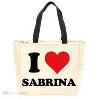 I Heart Sabrina First Name I Love Personalized Stuff Tote Bag thumb 0