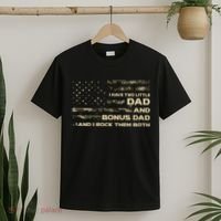 I Have Two Titles Dad And Bonus Dad Military Camo Flag T-Shirt thumb 2