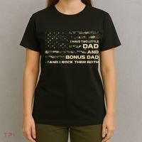 I Have Two Titles Dad And Bonus Dad Military Camo Flag T-Shirt thumb 4