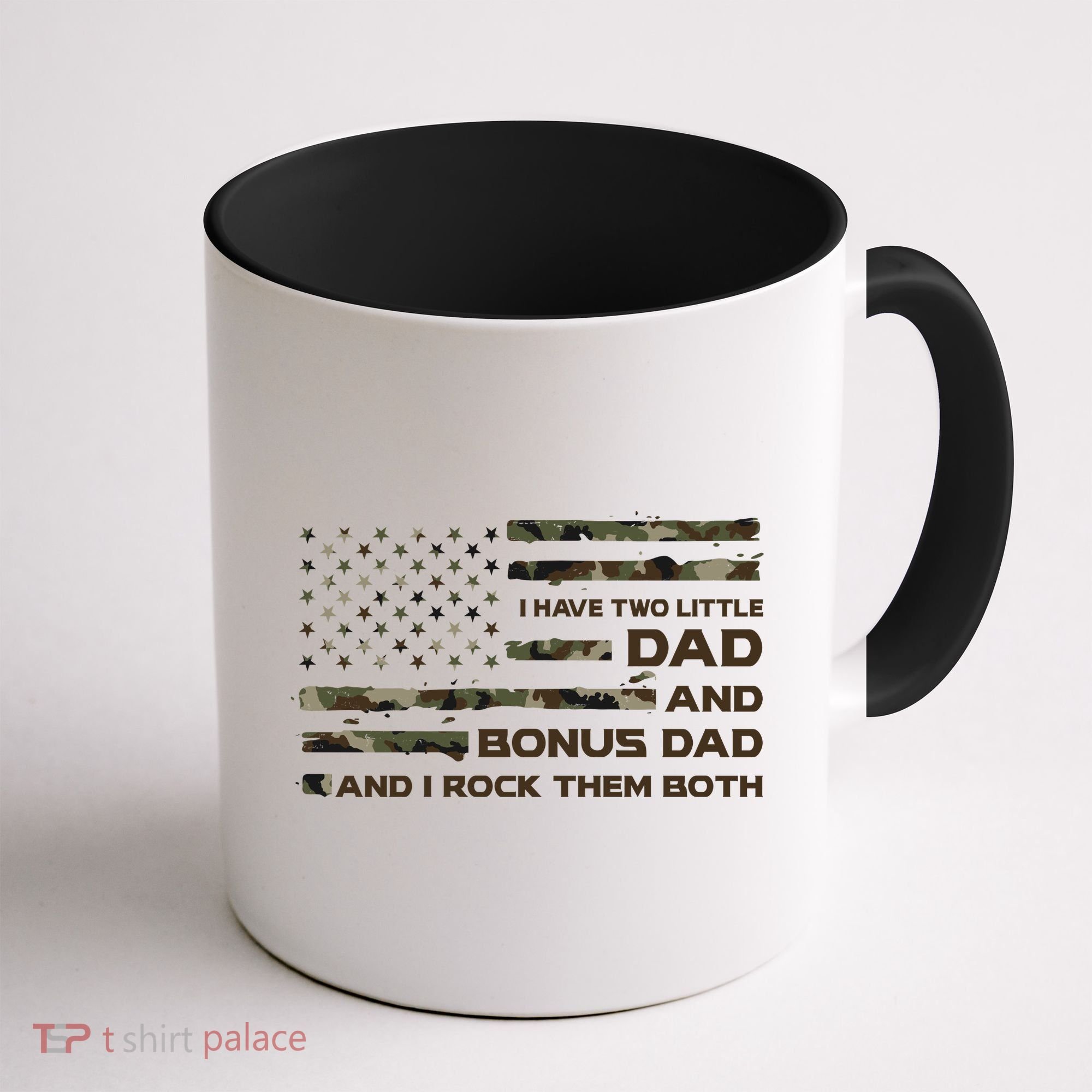 I Have Two Titles Dad And Bonus Dad Military Camo Flag Coffee Mug