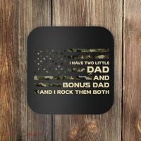 I Have Two Titles Dad And Bonus Dad Military Camo Flag Coaster thumb 0