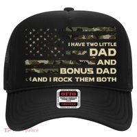 I Have Two Titles Dad And Bonus Dad Military Camo Flag Hat thumb 0