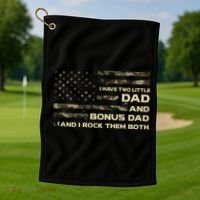 I Have Two Titles Dad And Bonus Dad Military Camo Flag Golf Towel thumb 1