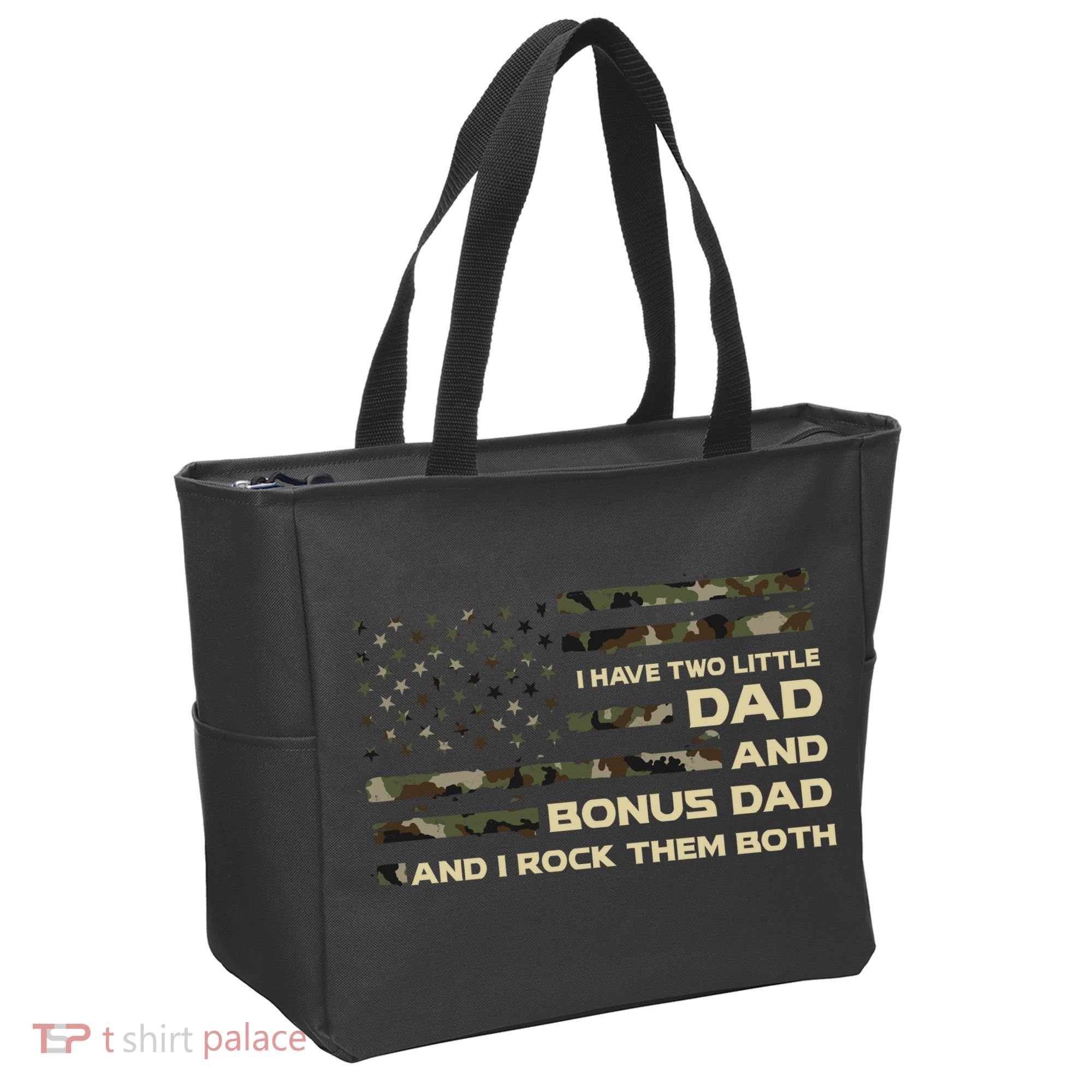 I Have Two Titles Dad And Bonus Dad Military Camo Flag Tote Bag