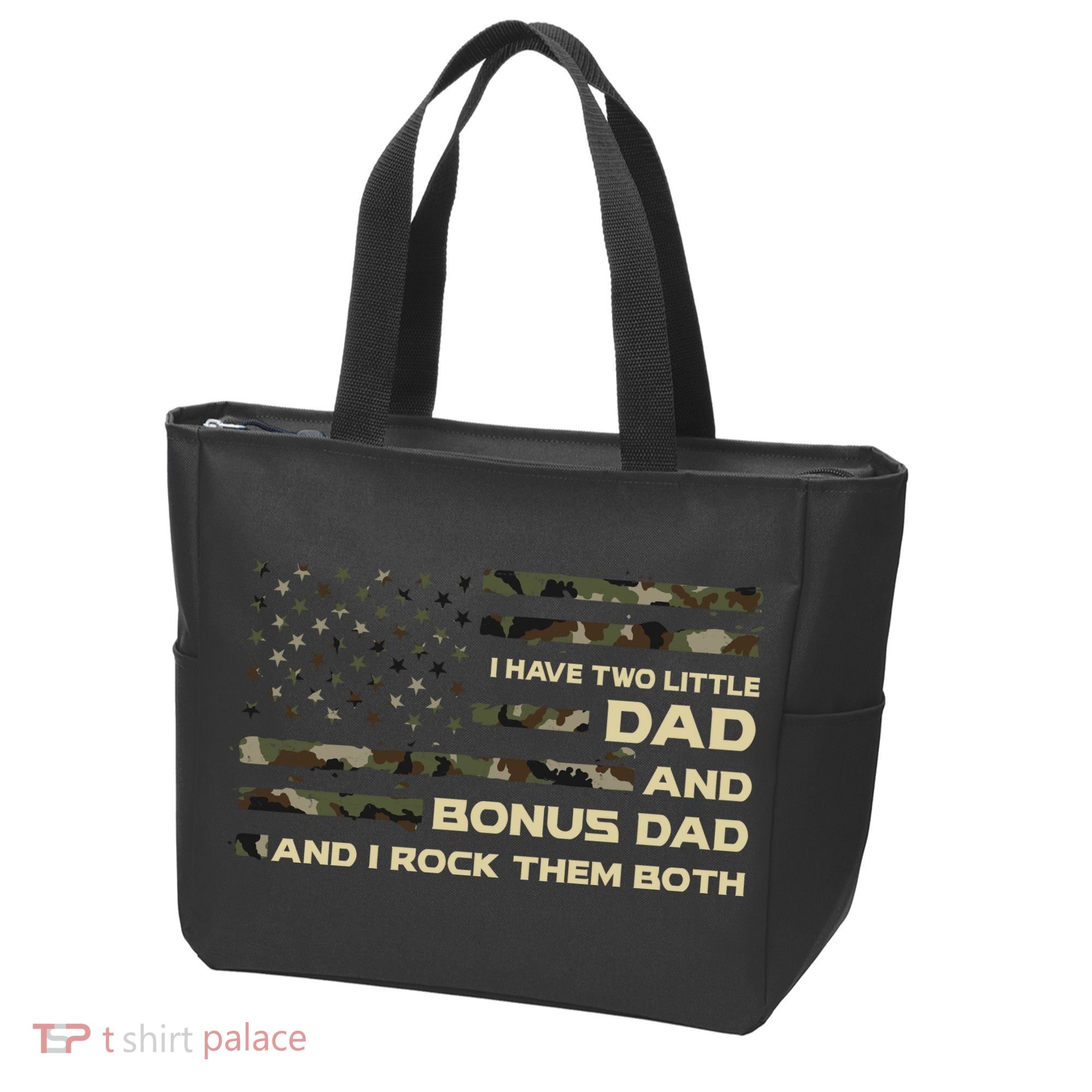 I Have Two Titles Dad And Bonus Dad Military Camo Flag Tote Bag