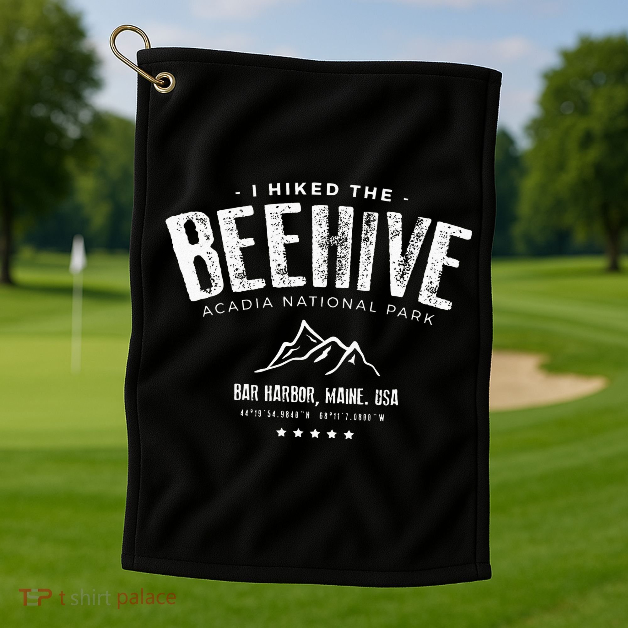 I Hiked The Beehive Trail Acadia National Park Golf Towel