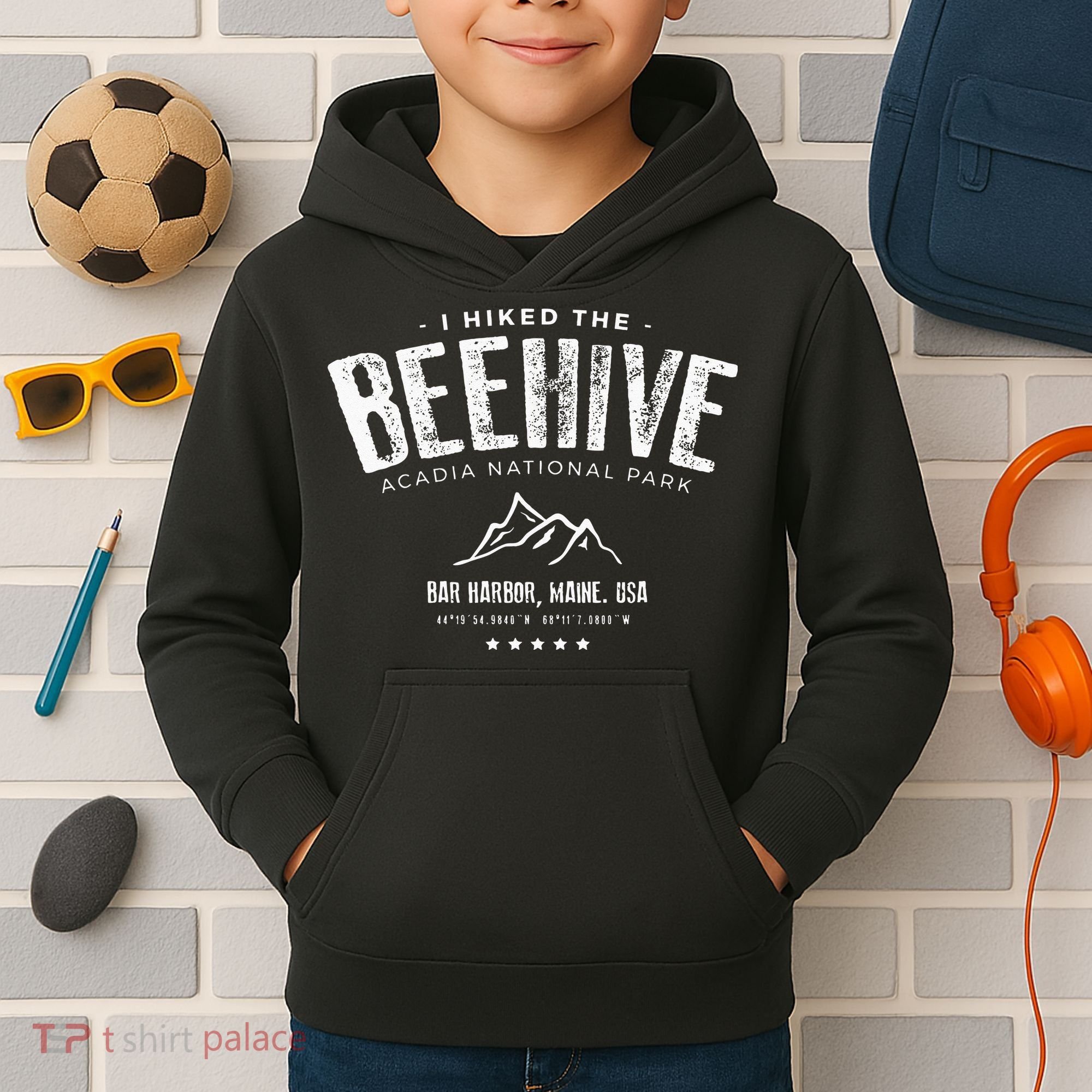 I Hiked The Beehive Trail Acadia National Park Kids Hoodie