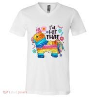Id Hit That Funny Mexican Llama Pinata V-Neck T-Shirt thumb 0
