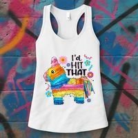Id Hit That Funny Mexican Llama Pinata Women's Tank Top thumb 3
