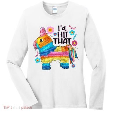 Id Hit That Funny Mexican Llama Pinata Women's Long Sleeve Shirt