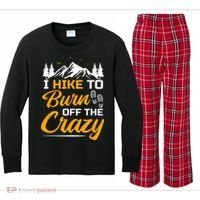 I Hike To Burn Off The Crazy Funny Hiking Kids Long Sleeve Plaid Pajama Set thumb 0