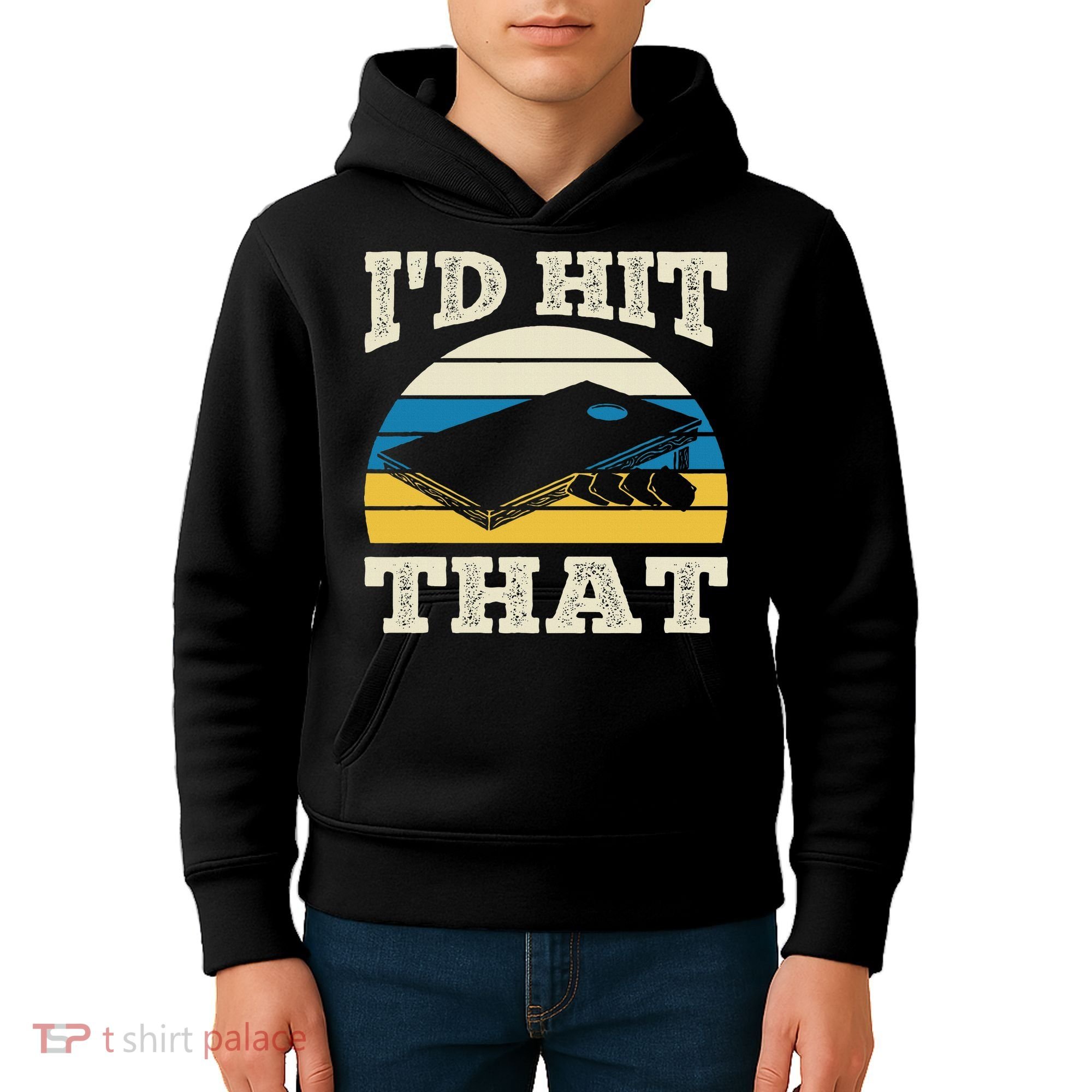 I'd Hit That Bag Bean Cornhole Kids Hoodie