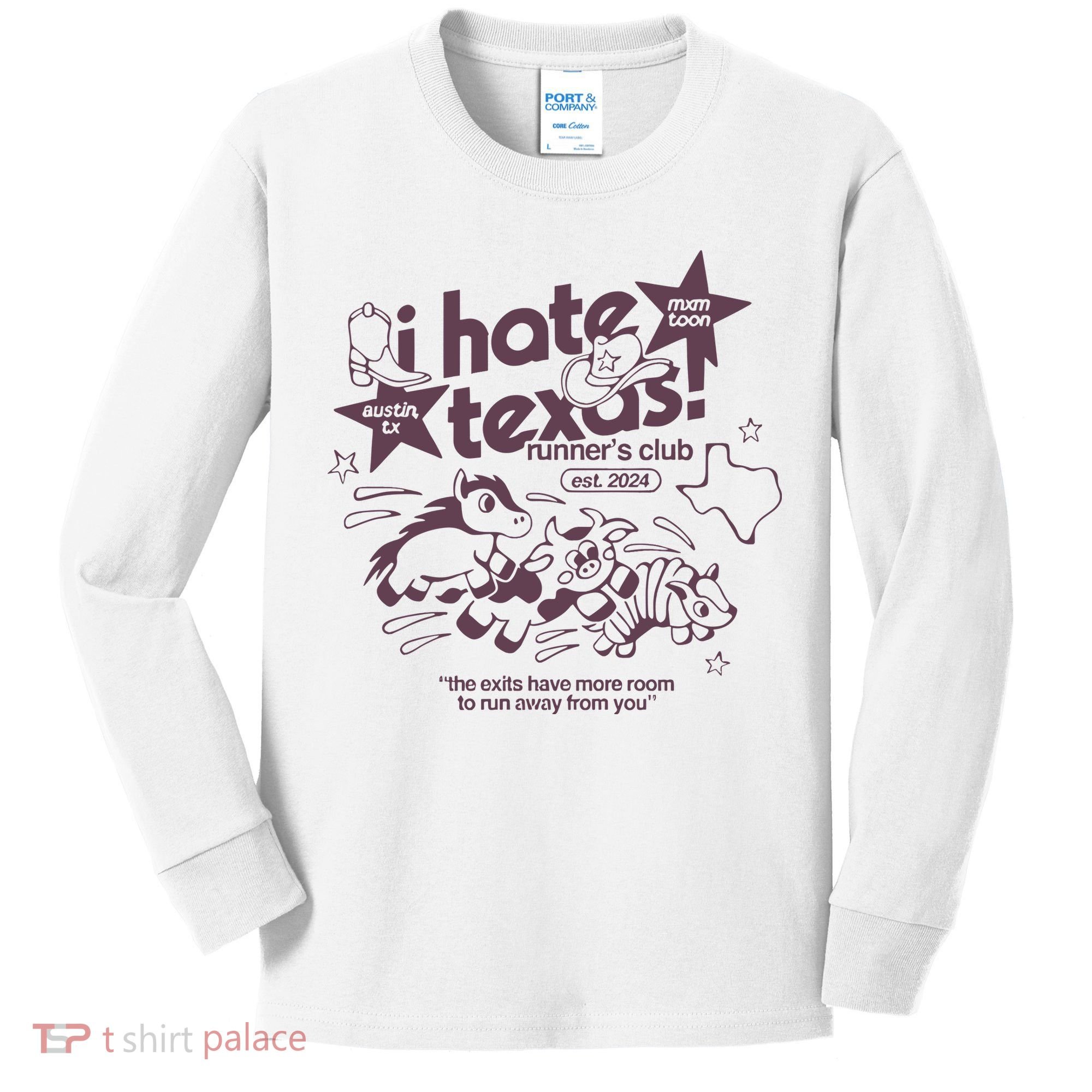 I Hate Texas RunnerS Kids Long Sleeve Shirt