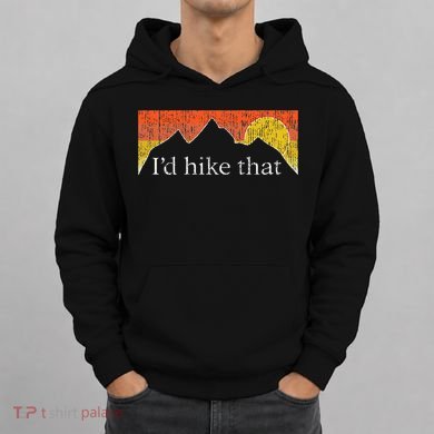 ID Hike That Hiker Hiking Mountain Sunset Vintage Theme Hoodie