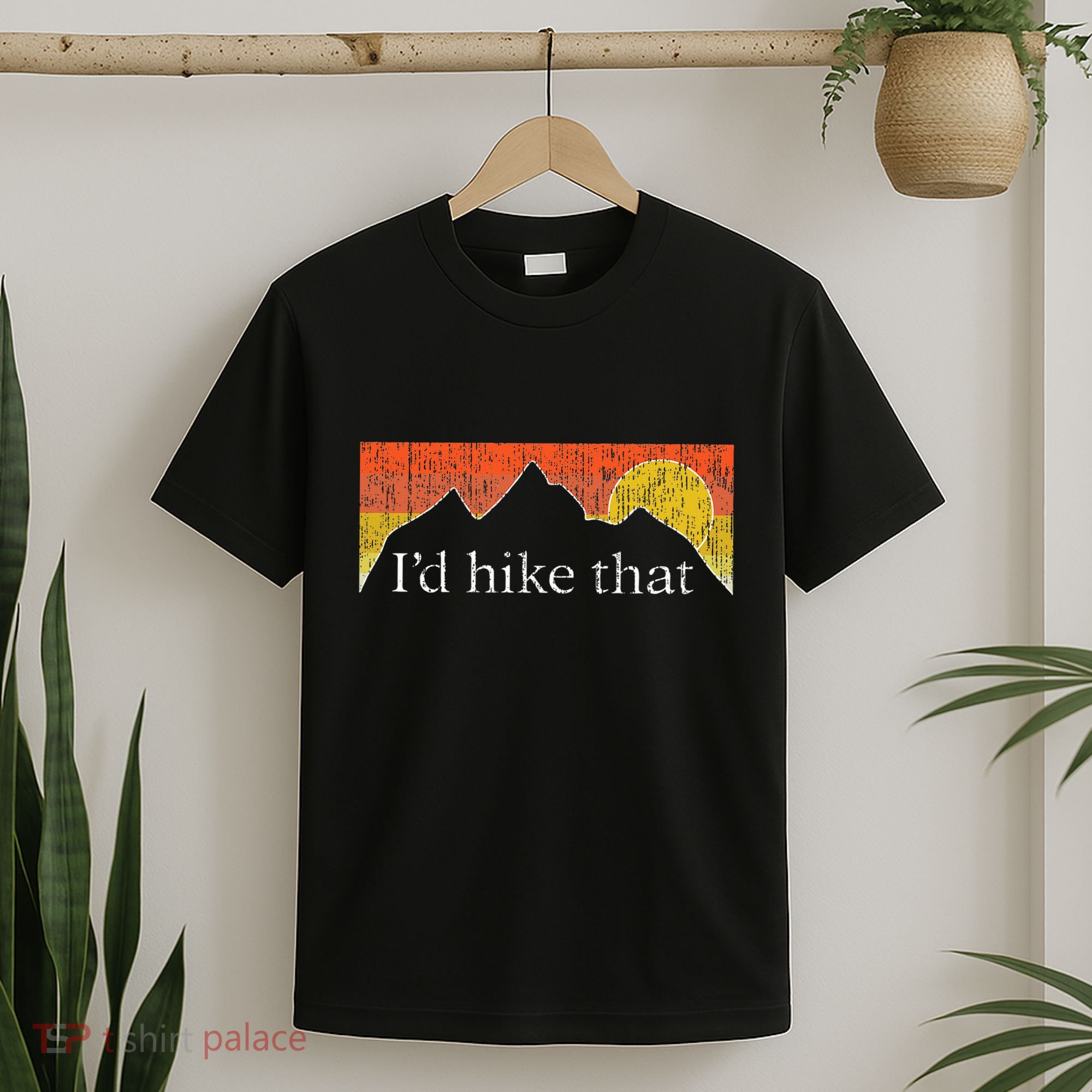 ID Hike That Hiker Hiking Mountain Sunset Vintage Theme T-Shirt