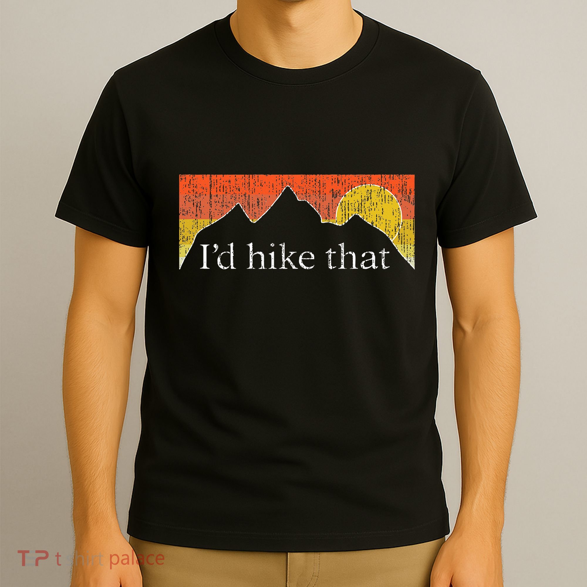 ID Hike That Hiker Hiking Mountain Sunset Vintage Theme T-Shirt