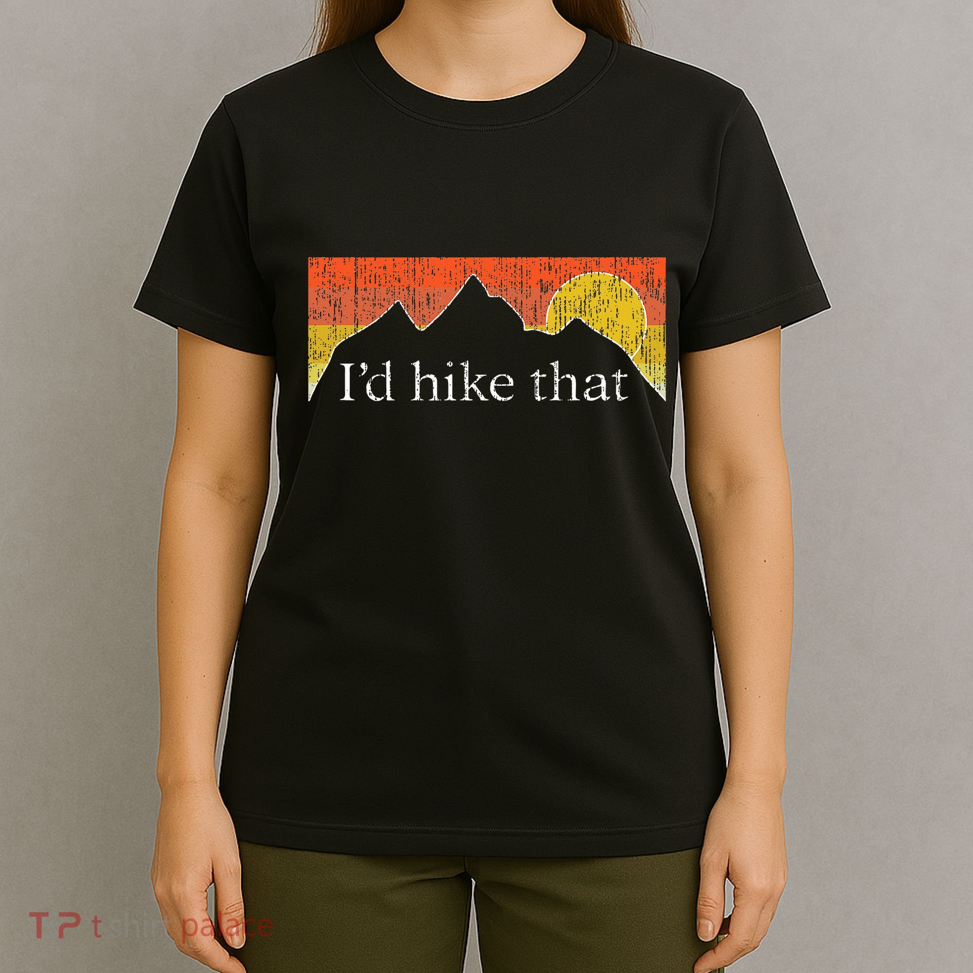 ID Hike That Hiker Hiking Mountain Sunset Vintage Theme T-Shirt