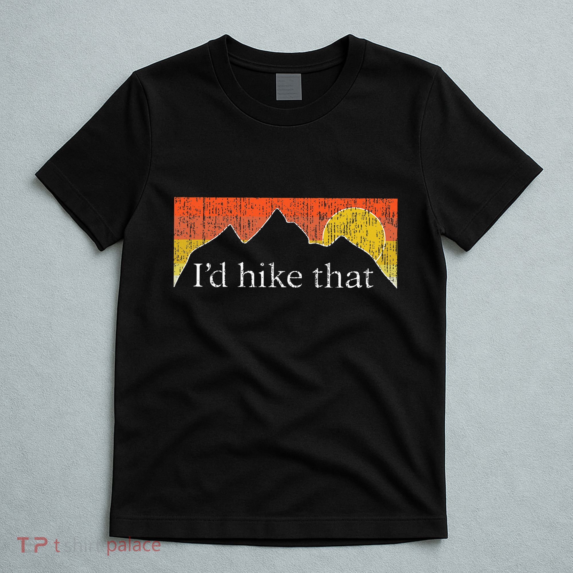 ID Hike That Hiker Hiking Mountain Sunset Vintage Theme T-Shirt