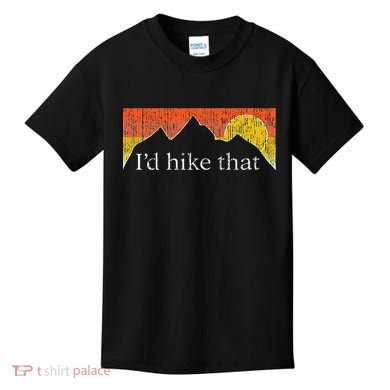 ID Hike That Hiker Hiking Mountain Sunset Vintage Theme Kids T-Shirt