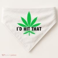 ID Hit That Funny Weed 4/20 USA-Made Doggie Bandana thumb 0