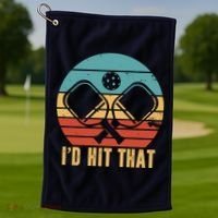 I'd Hit That Funny Pickleball Retro Golf Towel thumb 1