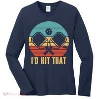 I'd Hit That Funny Pickleball Retro Women's Long Sleeve Shirt thumb 0