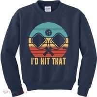 I'd Hit That Funny Pickleball Retro Kids Sweatshirt thumb 0