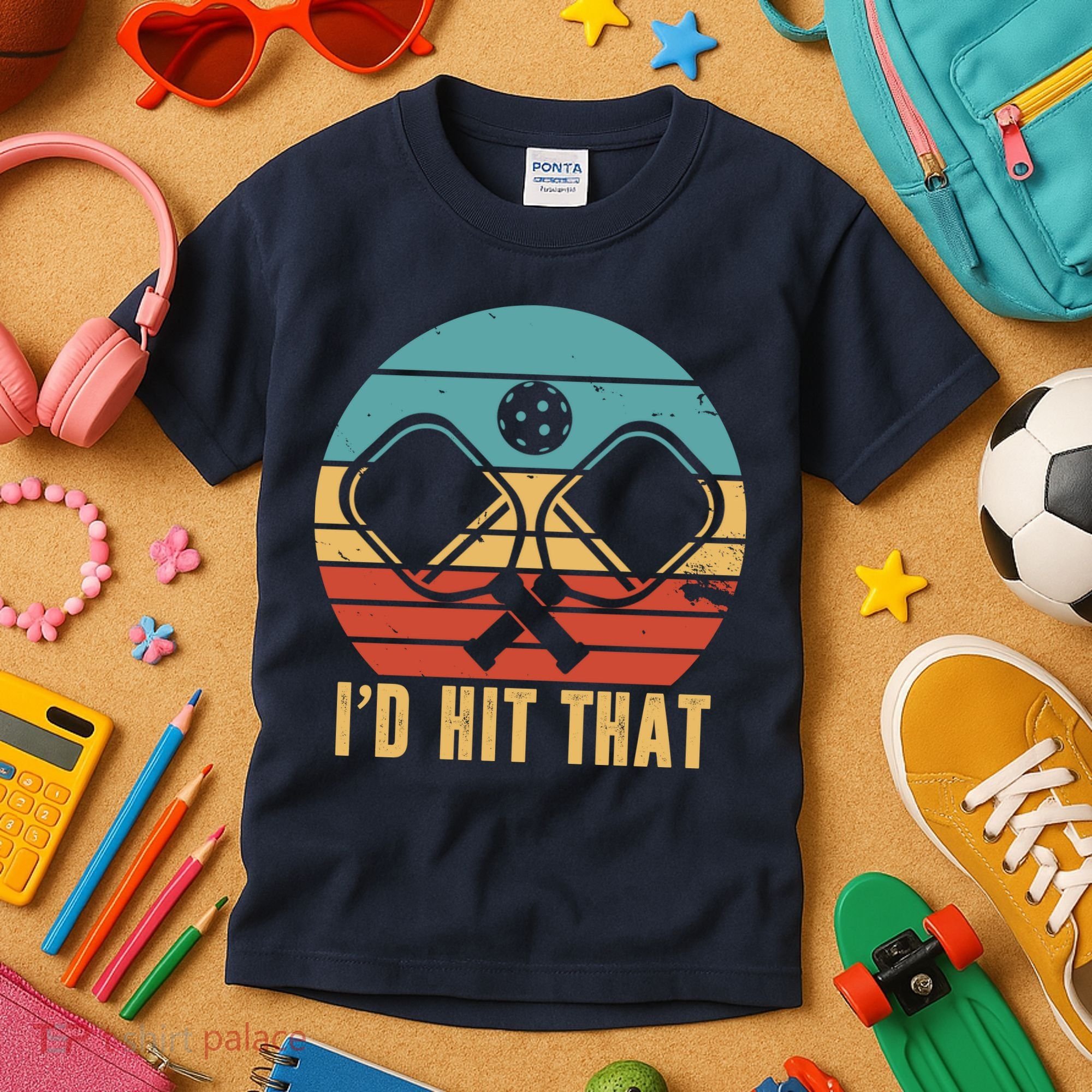 I'd Hit That Funny Pickleball Retro Kids T-Shirt