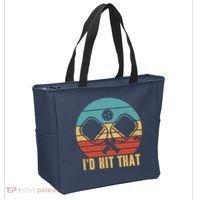 I'd Hit That Funny Pickleball Retro Tote Bag thumb 2