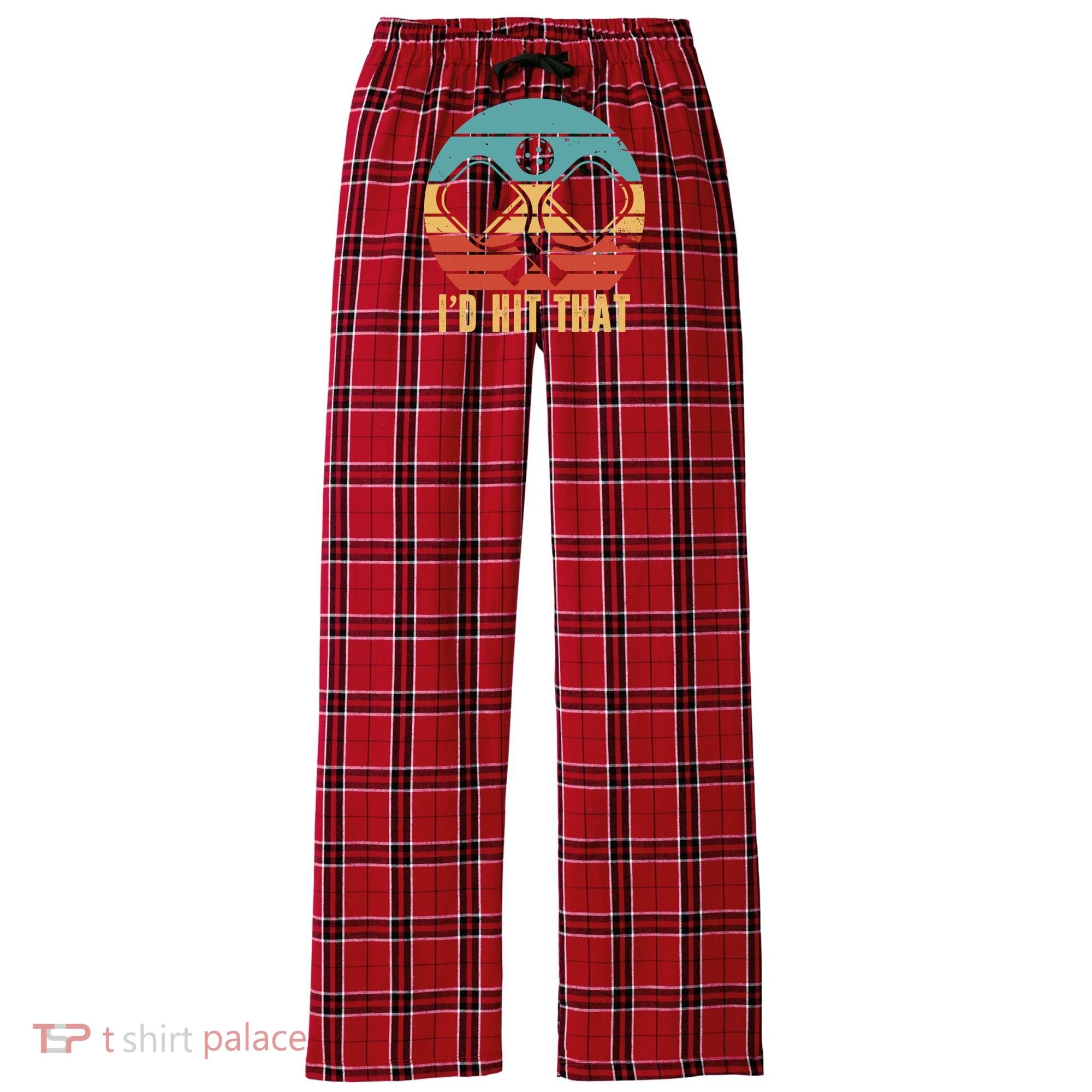 I'd Hit That Funny Pickleball Retro Women's Flannel Plaid Pajama Pants