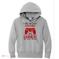 I Have Two Titles Brother And Gamer And I Crush Them Both Kids Hoodie thumb 0