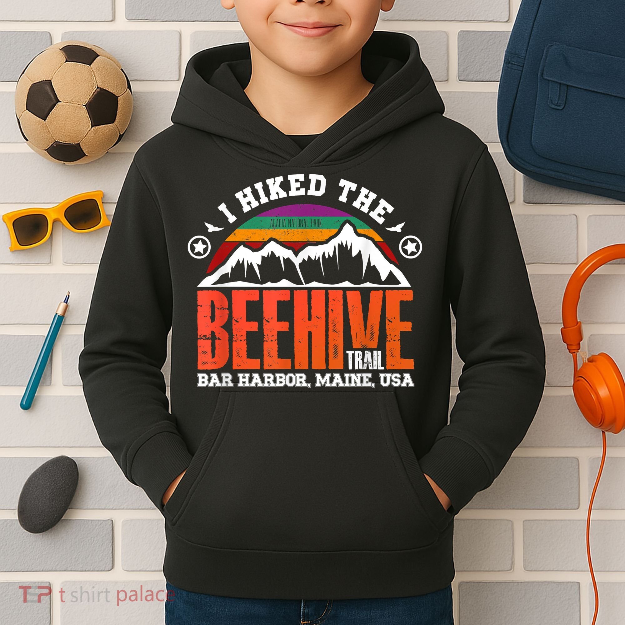 I Hiked The Beehive Trail Acadia National Park Kids Hoodie