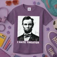 I Hate Theater Abraham Abe Lincoln Funny President Meme Kids T-Shirt thumb 3