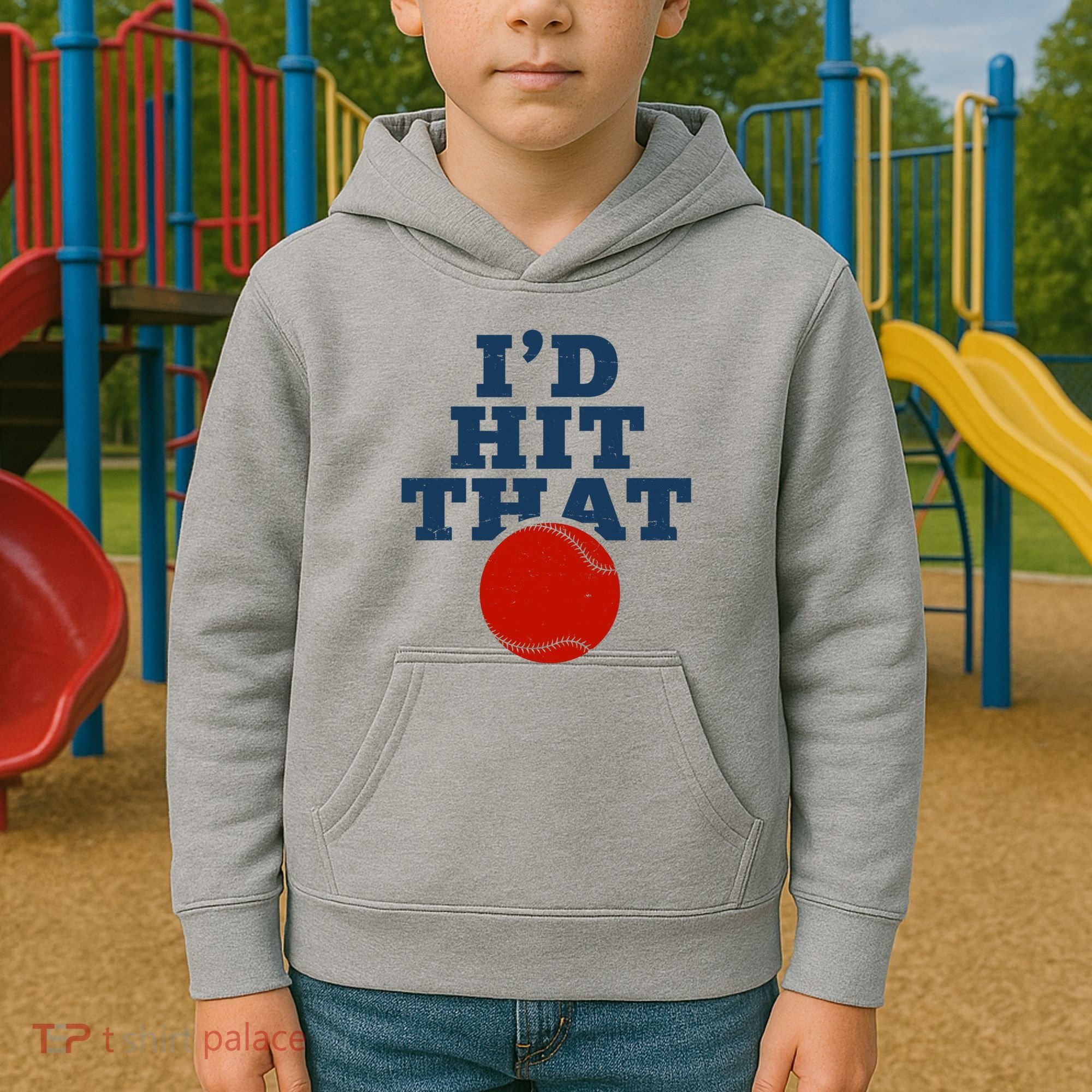 I'd Hit That Baseball Lover Funny Kids Hoodie