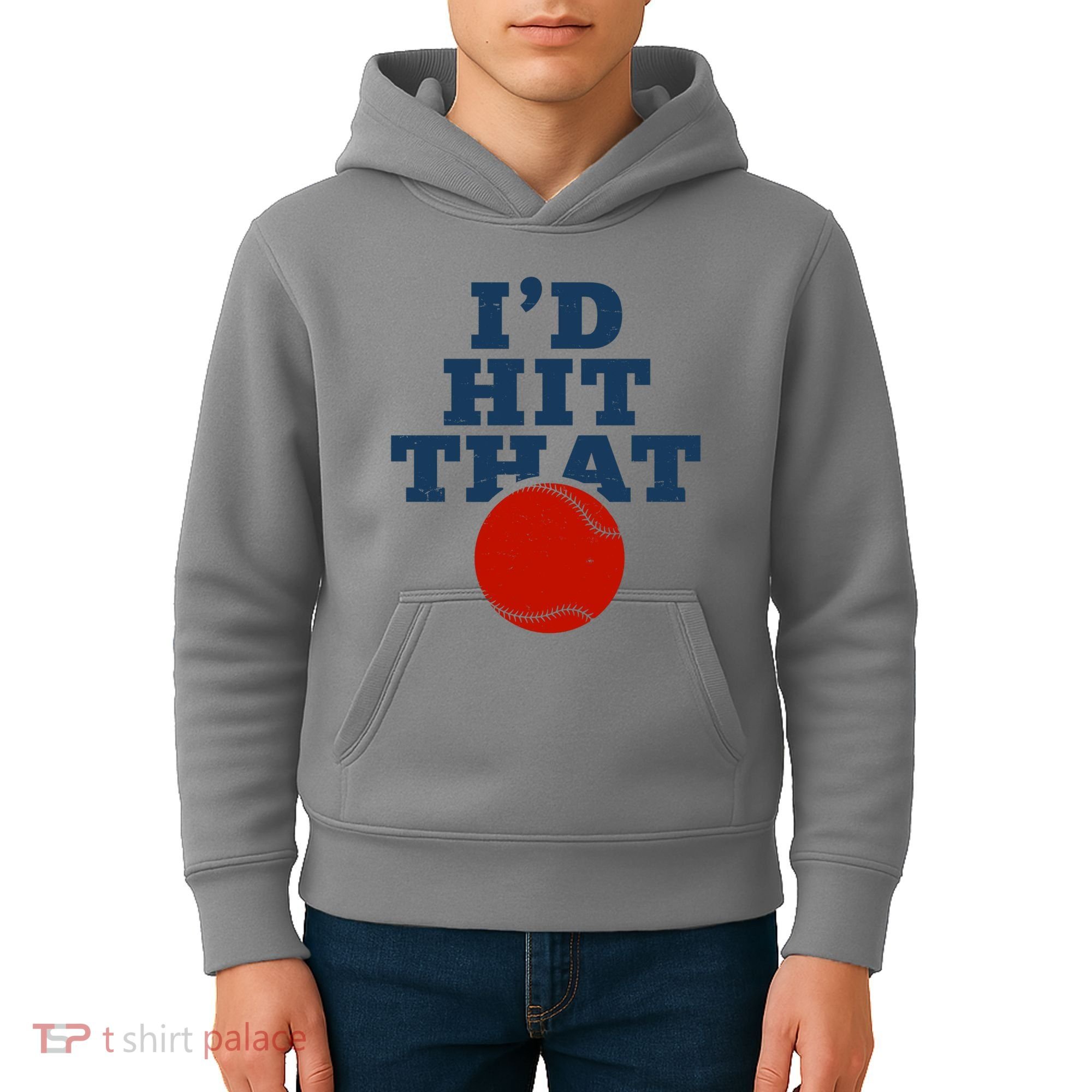 I'd Hit That Baseball Lover Funny Kids Hoodie