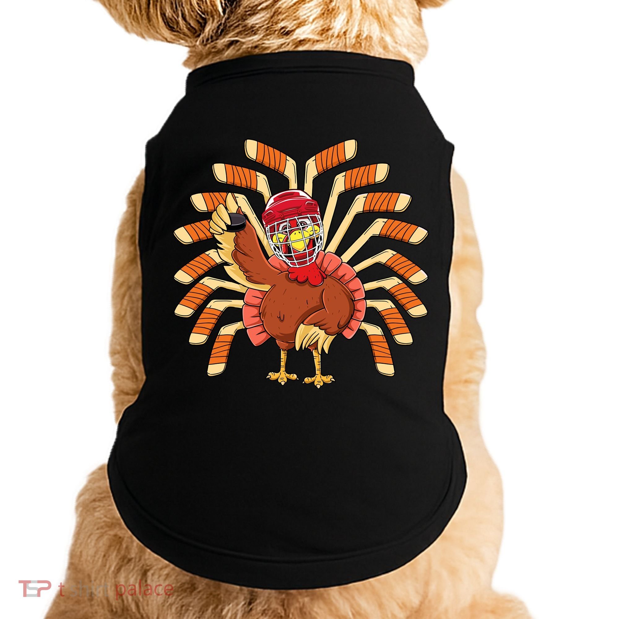 Ice Hockey Thanksgiving Turkey Playing Hockey Meaningful Gift Doggie Tank