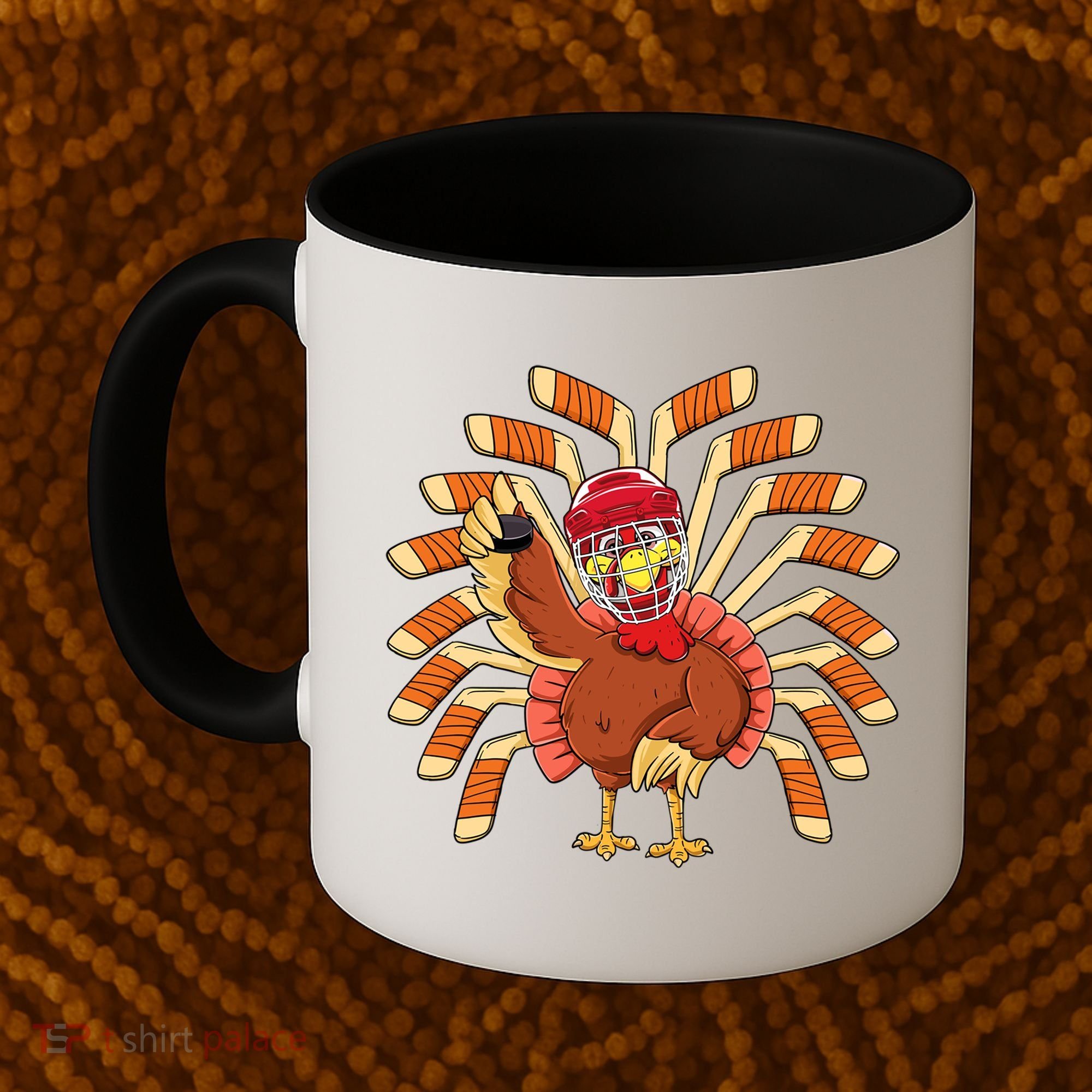 Ice Hockey Thanksgiving Turkey Playing Hockey Meaningful Gift Coffee Mug