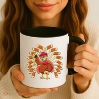 Ice Hockey Thanksgiving Turkey Playing Hockey Meaningful Gift Coffee Mug thumb 3
