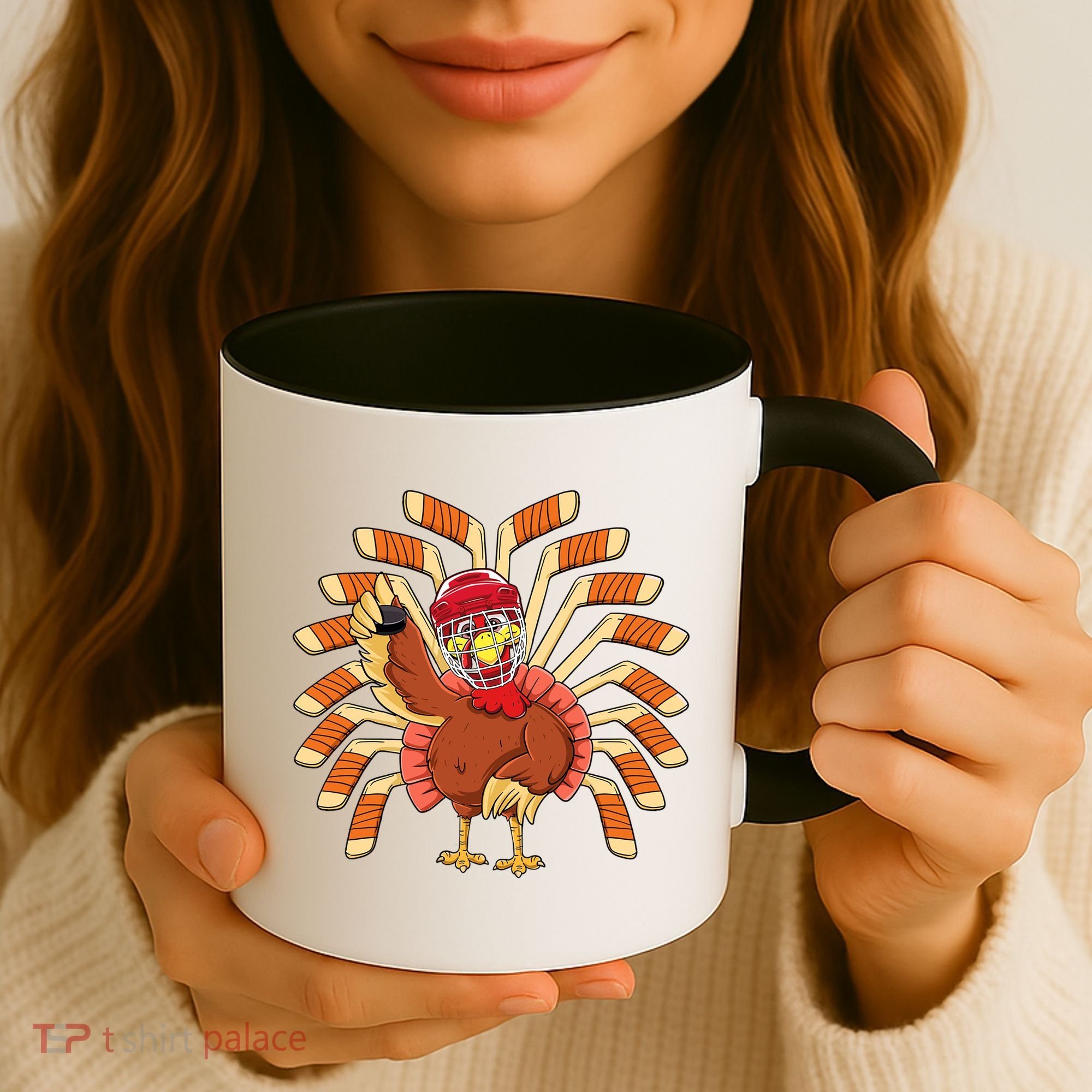 Ice Hockey Thanksgiving Turkey Playing Hockey Meaningful Gift Coffee Mug