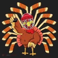Ice Hockey Thanksgiving Turkey Playing Hockey Meaningful Gift Beanie thumb 2