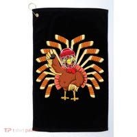 Ice Hockey Thanksgiving Turkey Playing Hockey Meaningful Gift Golf Towel thumb 0