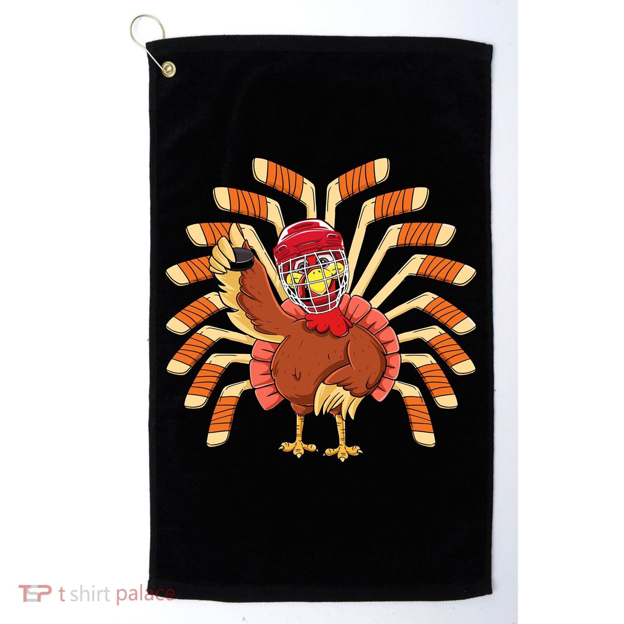 Ice Hockey Thanksgiving Turkey Playing Hockey Meaningful Gift Golf Towel