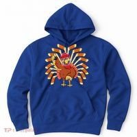 Ice Hockey Thanksgiving Turkey Playing Hockey Meaningful Gift Hoodie thumb 0