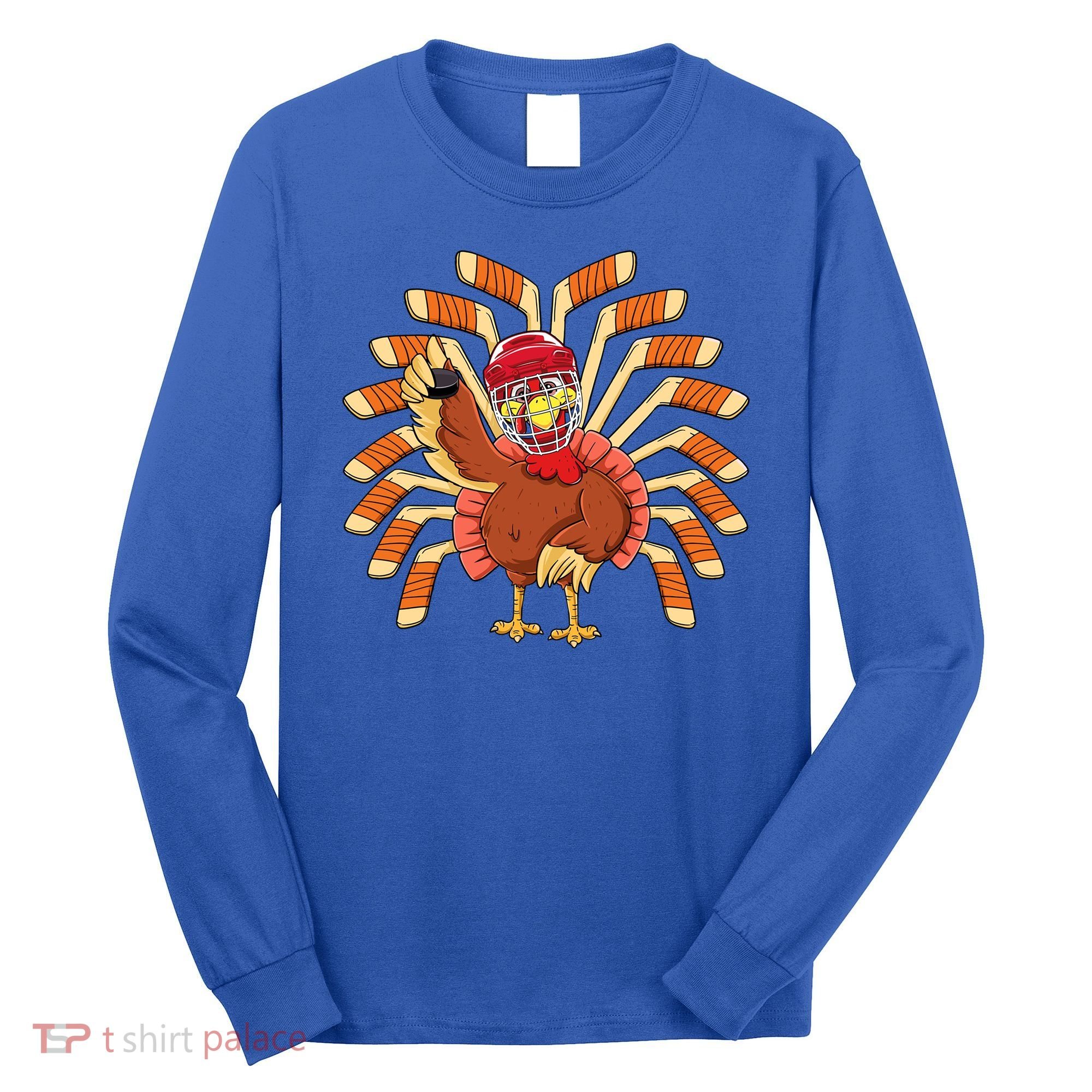 Ice Hockey Thanksgiving Turkey Playing Hockey Meaningful Gift Long Sleeve Shirt
