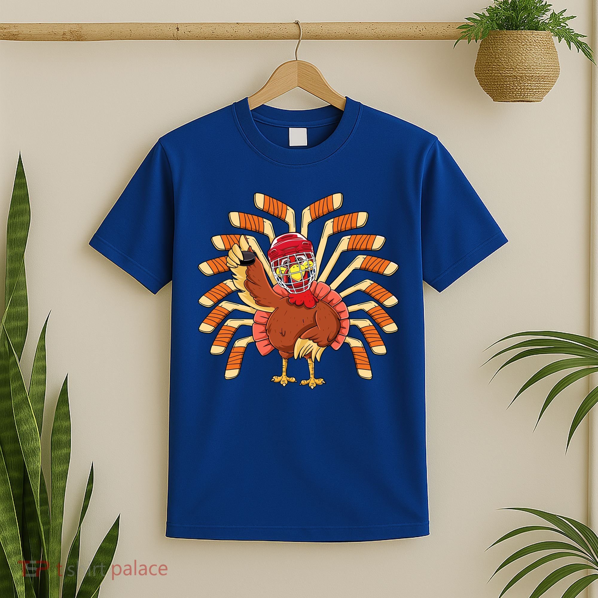 Ice Hockey Thanksgiving Turkey Playing Hockey Meaningful Gift T-Shirt