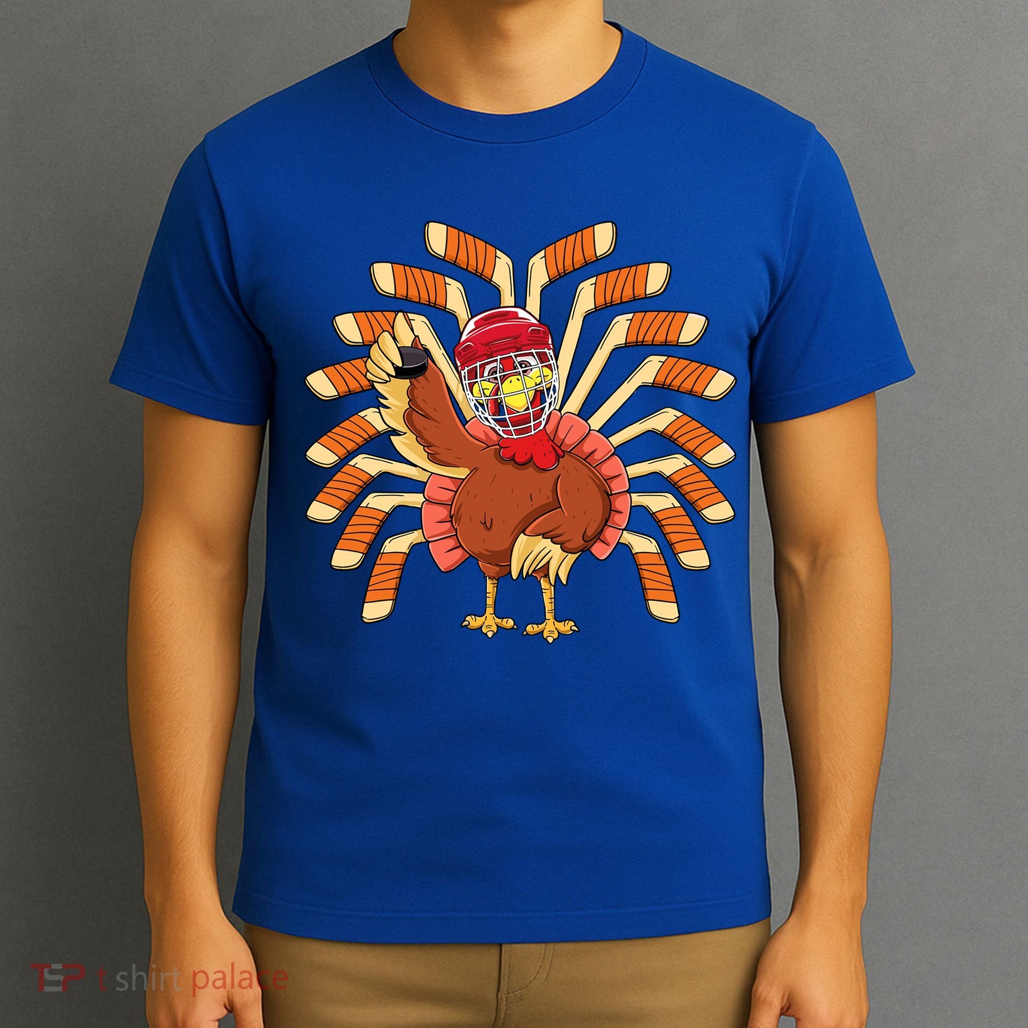 Ice Hockey Thanksgiving Turkey Playing Hockey Meaningful Gift T-Shirt