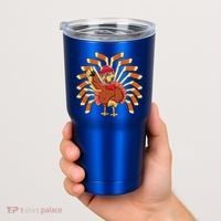 Ice Hockey Thanksgiving Turkey Playing Hockey Meaningful Gift Tumbler thumb 2