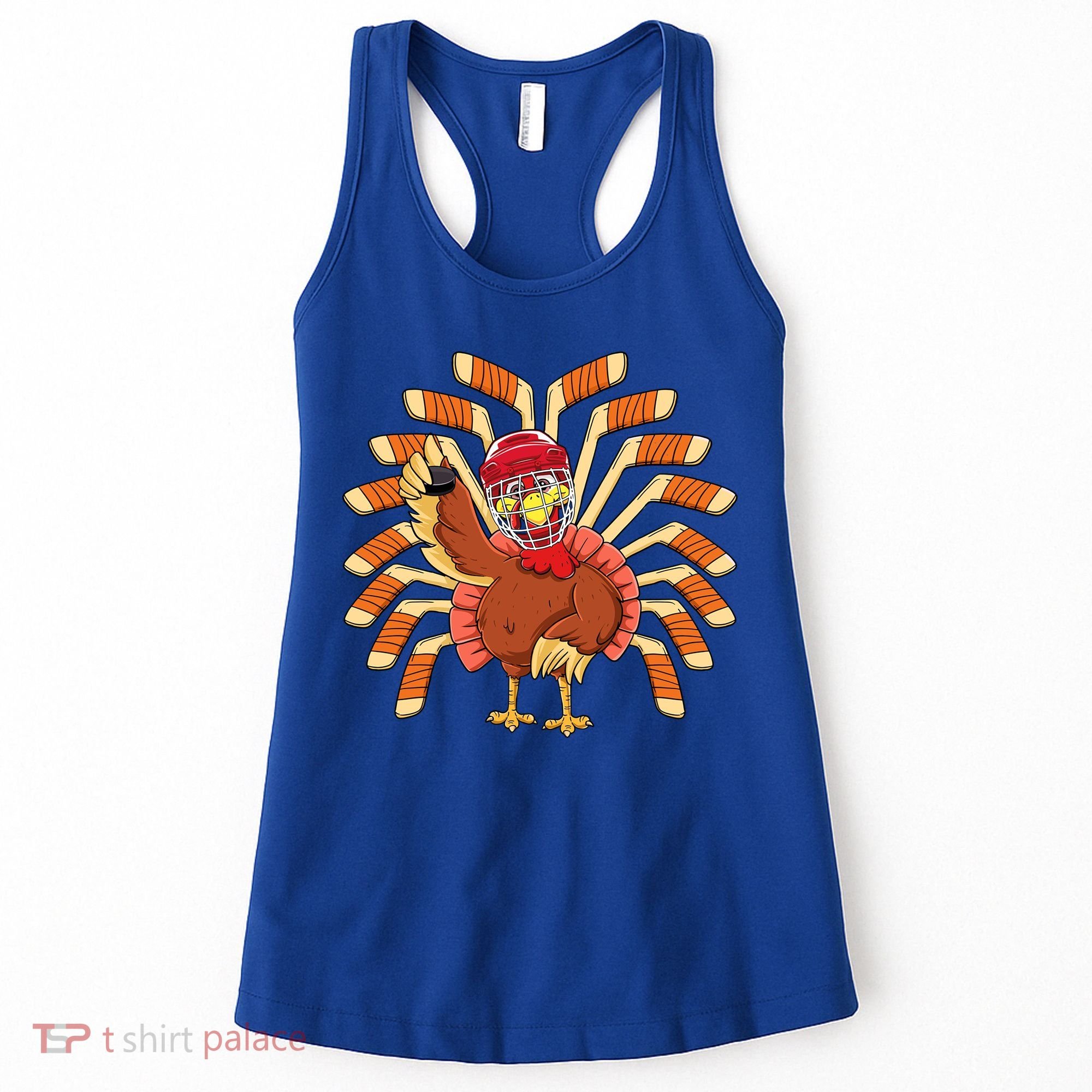 Ice Hockey Thanksgiving Turkey Playing Hockey Meaningful Gift Women's Tank Top
